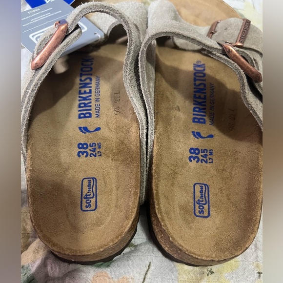 Birkenstock Suede Arizona Taupe Sandals Women’s Size EU 38 US 7/7.5 - Picture 3 of 7